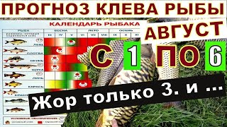 Календарь рыбака на эту неделю с 1 по 6 Августа 2024 Прогноз клева рыбы по лунному календарю август [upl. by Huff559]