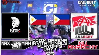 NRX JEREMIAH 2911 vs NU ANARCHY CGI PLAYOFFS DAY 1 Garena Call of Duty Mobile FULL GAME [upl. by Eidoj73]