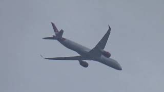 Delivery flight of Virgin Atlantic Airbus A3501041 GVELJ over Great Hollands [upl. by Sibyls435]