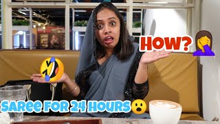 I wore SAREE for 24 HOURS 😲 gopsvlogs [upl. by Muriah577]