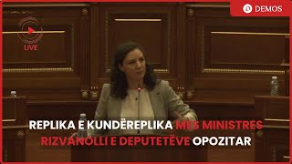 Replika e kundëreplika pë energjinë elektrike mes ministres Rizvanolli e deputetëve opozitar [upl. by Niamreg]