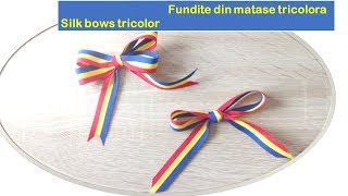 Fundite din matase TRICOLORA  Silk bows Tricolor  Easy bow TutorialDIY [upl. by Sldney]