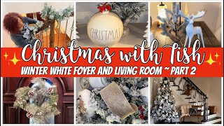 CHRISTMAS DECORATE WITH ME 2024  CHRISTMAS WINTER WHITE LIVING ROOM [upl. by Retrop]