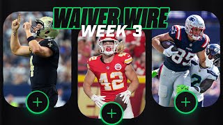 Top Waiver Wire Pickups for Week 3 Fantasy Football [upl. by Buttaro]