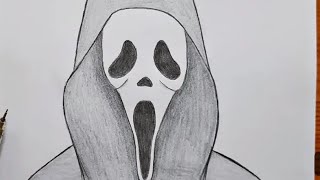 How to draw Ghost face l Ghostface step by step l easy drawing l pencil sketch l bhoot drawing [upl. by Natassia767]