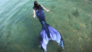 PURPLE MERMAID IN THE LAKE Swimming in my Purple Fin Fun Midnight Athena Elite Mermaid Tail [upl. by Elocal]