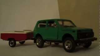 ►Модельки 143 ВАЗ2121 Ни́ва LADA NIVA 4X4 VAZ 2121  trailer SKIF  VIDEO HD [upl. by Pisano805]