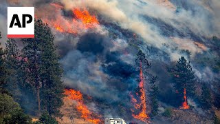 Video shows wildfires tearing through the Idaho border [upl. by Sitoiganap]