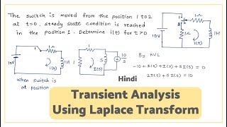 TRANSIENT ANALYSIS USING LAPLACE TRANSFORM  solved example  Hindi [upl. by Rolyks]