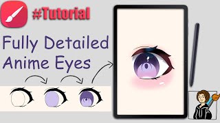 How to Draw Fully Detailed Anime Eyes  for Beginners  full tutorial  Infinite Painter [upl. by Edrahc]