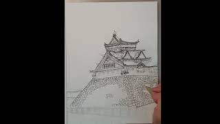 beautiful kokura castle view drawn with watercolormaceyart3304 [upl. by Richelle]