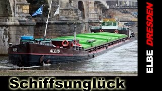 AlbisFrachtschiff Havarie u Bergung an Dresdner Elbbrücke  SCHLUPP VIDEO [upl. by Elatan]