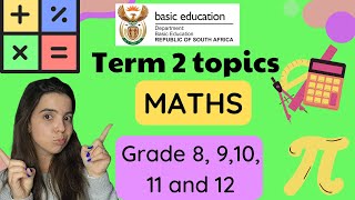 Term 2 Maths Topics grade 8 9 10 11 and 12 [upl. by Orran]