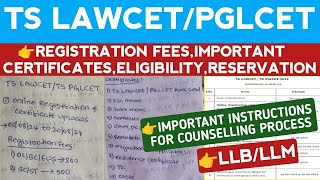 TS LAWCETPGLCET COUNSELLING PROCESSStudentUpdates247 [upl. by Yelyac]