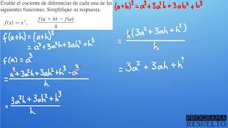 COCIENTE DE DIFERENCIAS PASO a PASO con SIMPLIFICACIÓN  2 EJERCICIOS RESUELTO [upl. by Les]