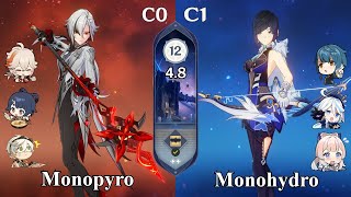 C0R1 Arlecchino Monopyro amp C1R1 Yelan Monohydro  Spiral Abyss 48  Genshin Impact [upl. by Budde]