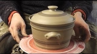 How to throw  make a Pottery Casserole amp lid on the wheel [upl. by Christoffer]