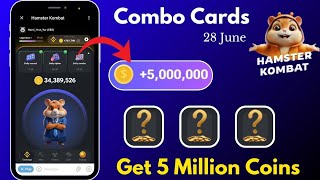 Daily Combo Card  28 June 2024  Hamster Combat  Claim 5 Million Coins [upl. by Gronseth]