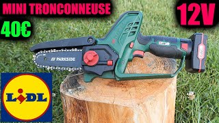 LIDL minitronconneuse PARKSIDE PGHSA 12 A1 X12VTEAM Cordless Pruning Saw mini chainsaw [upl. by Ioj]