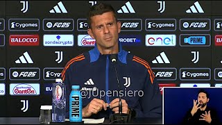 Conferenza stampa THIAGO MOTTA pre JuveNapoli quotGatti ok su questi foglietti Conte e De Rossiquot [upl. by Firooc]