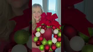 Easy Cheap DIY Christmas Ornament Wreath shorts [upl. by Adnarym]