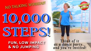 10000 Steps Workout  Fun Low Impact No Jumping Workout  Walk at Home with Improved Health💓 [upl. by Attenauqa]