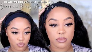 MUST HAVE WATER WAVE HEADBAND WIG  HAIR TUTORIAL  BEAUTYFOREVER HAIR [upl. by Harrus]