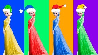 Happy New Year Disney Princess Frozen Elsa Wrong Santa Claus Hat Learn Colors for Kids [upl. by Iel]