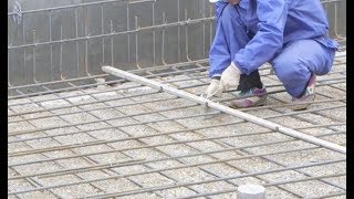 Concrete Pouring Preparation  Placing And Tying Reinforcement Steel [upl. by Riva]