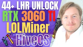 My 44MHS RTX 3060 Ti LHR Unlock Overclock Settings in HiveOS With LolMiner [upl. by Noslrac]