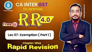 🚀07 GST IDT Revision  Exemption Part 1  CA amp CMA Inter IDT  CA Vishal Bhattad  Jan25 [upl. by Zorana]