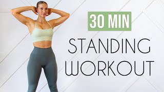 30 MIN FULL BODY HIIT  All Standing No Repeats Warm Up amp Cool Down [upl. by Ecirtam]