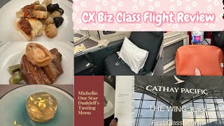 Enjoying 15 hours inflight with Michelin Star Duddell’s 2024 menu amp free WiFi CX Biz Class YYZHKG [upl. by Erlinna]