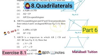 9th class maths Chapter 8🤷‍♀️Quadrilaterals Exercise 81 Q no 6 part 6CBSENCERTwith notes [upl. by Jennie]