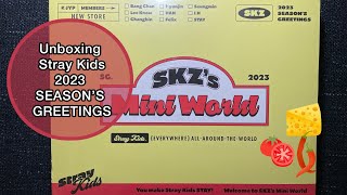 Stray Kids 2023 season’s greetings UNBOXING SKZ Mini World🧀 гритинг стрей кидс straykids unboxing [upl. by Thevenot164]