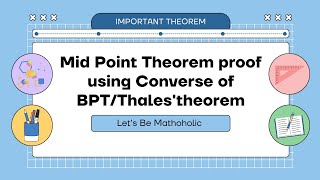 Mid Point Theorem proof using Converse of BPTThales theorem [upl. by Valda]