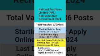 National Fertilizers Limited NFL NonExecutive Recruitment 2024  Job Notification [upl. by Naitsirhc]