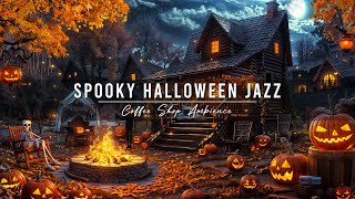 Spooky Night at Haunted House Halloween Ambience 🎃🦇 Relaxing Jazz Music amp Warm Crackling Fireplace [upl. by Kaylil]