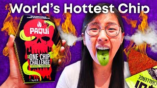 I Survived the Worlds Spiciest Chip 🔥 2023 Paqui One Chip Challenge [upl. by Raman930]