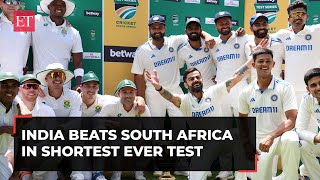 SA vs IND 2nd Test India beats South Africa in shortest ever test by 7 wickets levels series [upl. by Ruperto]