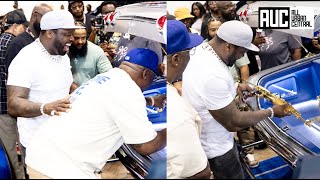 50 Cent Finds A Gold AK In HollyHood Bay Bay Trunk At His Car Show [upl. by Enymsaj504]