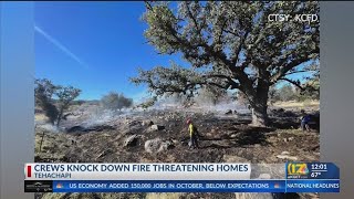 Kern County firefighters extinguish Tehachapi brush fire threatening homes [upl. by Supat]