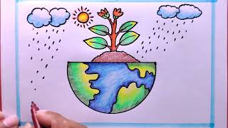 World Earth Day DrawingSave Earth Save Environment DrawingHow To Draw Save Tree Save Earth Day [upl. by Narhet]