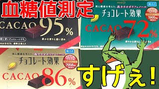 【血糖値測定】チョコレート効果3種類をそれぞれ1箱一気に食べて血糖値測定衝撃の結果 [upl. by Sparky38]