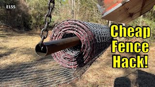 Easy Way to Unroll Woven Wire to Build a Farm Fence with a Compact Tractor [upl. by Akire]