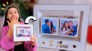 CUADRO DE FOTOS GIRATORIO✨  Excelente idea para regalar 😍 Paper Craft con Plantillas  Lii [upl. by Laon]