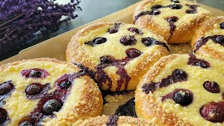 Vatrushka Recipe  Cream Cheese and Blueberry Buns  نان پنیر و بلوبری [upl. by Shayna]