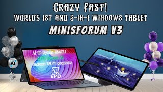 LIVE WORLDS 1st AMD 3in1 Windows Tablet  Minisforum V3  minisforum V3 bestwindowstablet [upl. by Losyram]