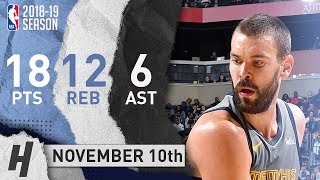 Marc Gasol Full Highlights Grizzlies vs 76ers 20181110  18 Pts 6 Ast 12 Rebounds [upl. by Lovash355]