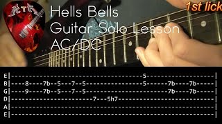 Hells Bells Guitar Solo Lesson  ACDC with tabs [upl. by Adnahsal]